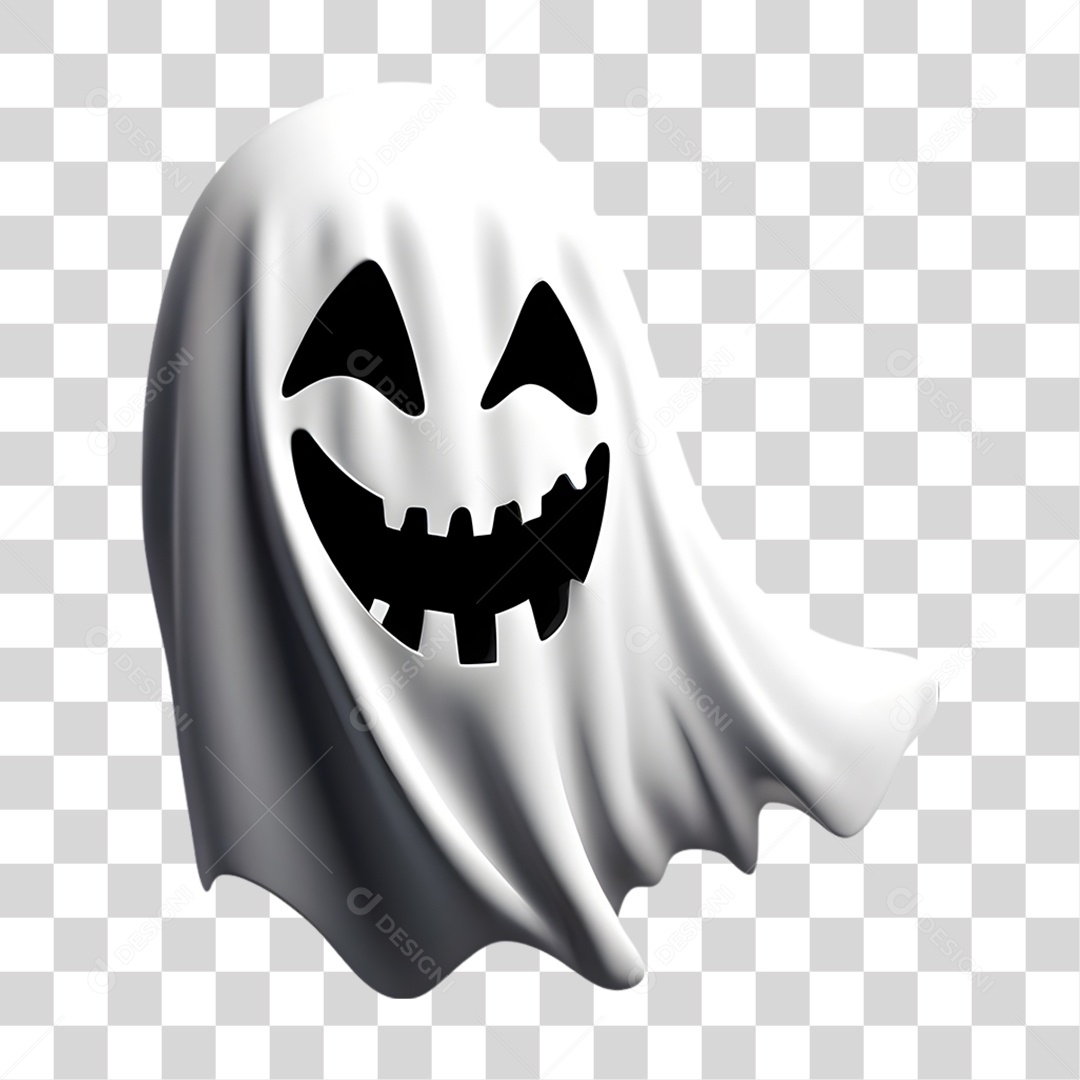 Fantasma de Halloween Elemento 3D para Composição PNG Transparente
