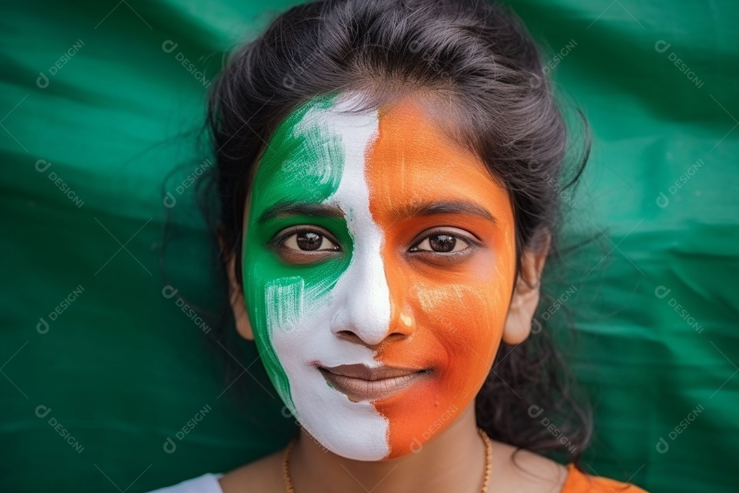 Conceito do dia da independência da Índia com cor ofegante uma bandeira indiana