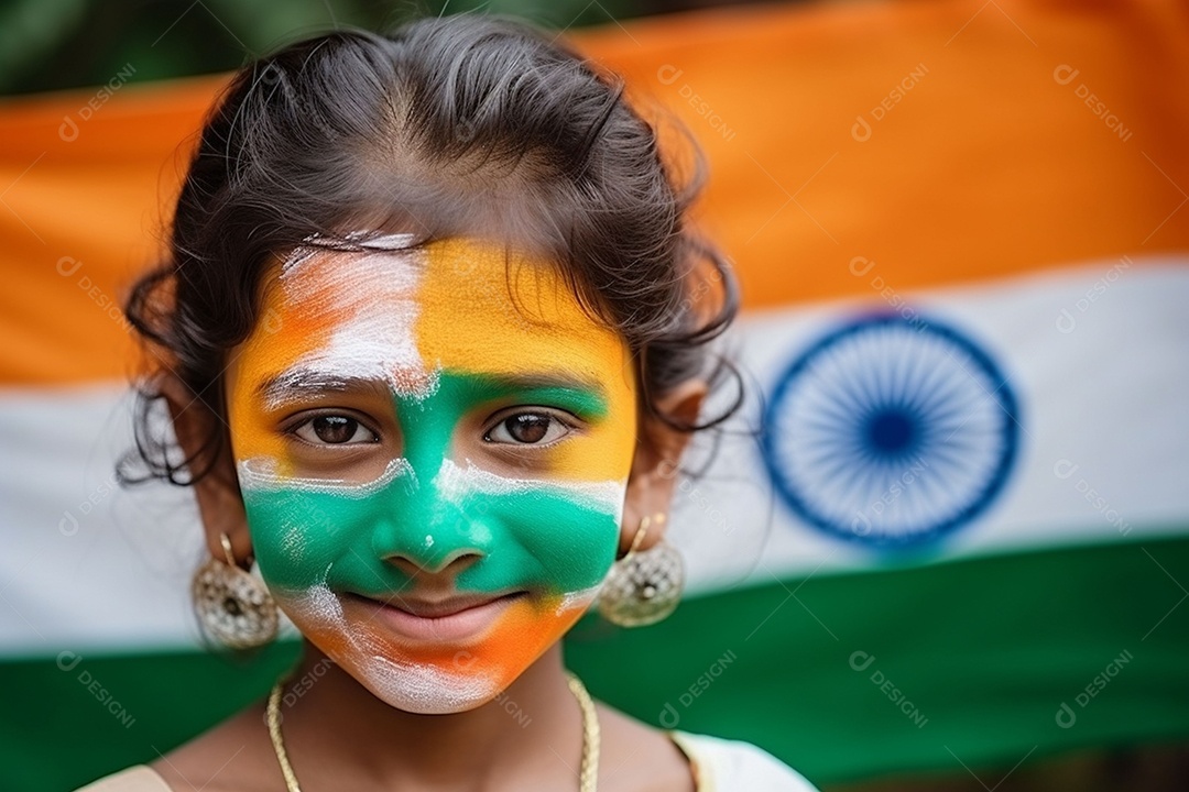 Conceito do dia da independência da Índia com cor ofegante uma bandeira indiana