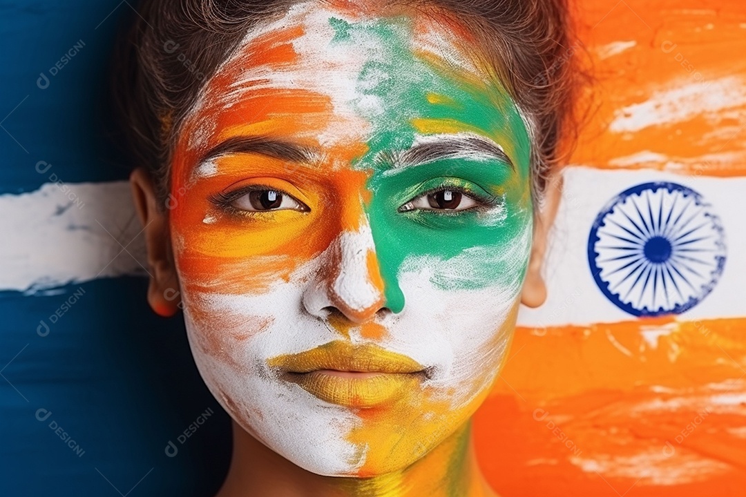 Conceito do dia da independência da Índia com cor ofegante uma bandeira indiana