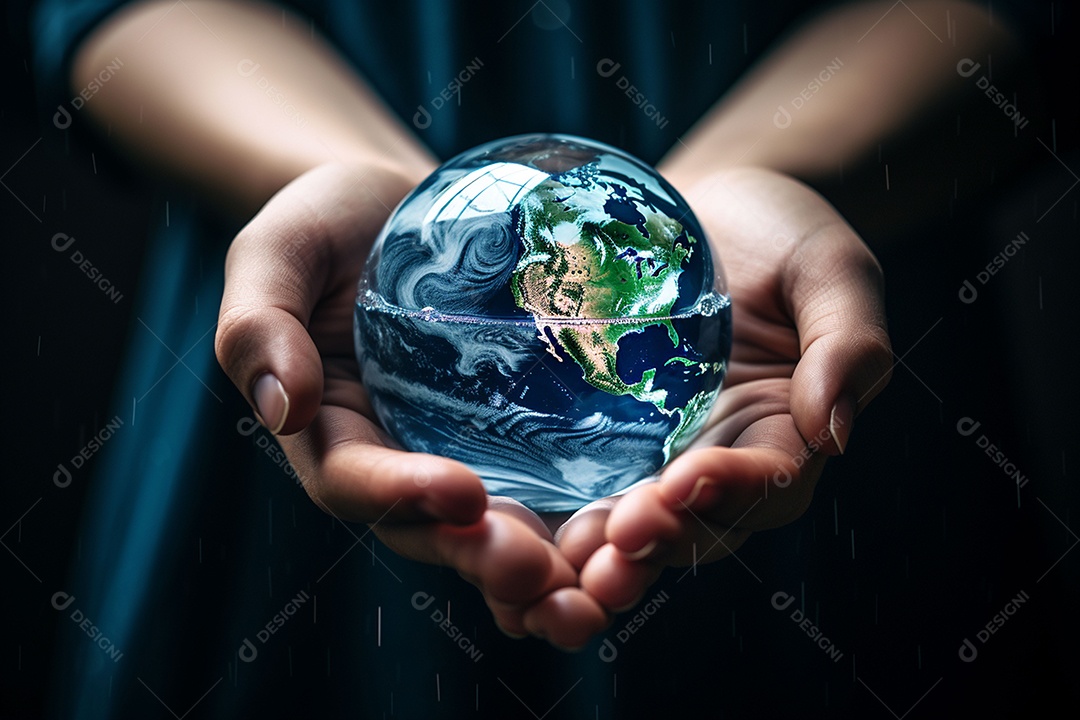 dia mundial da queda de água e terra nas mãos