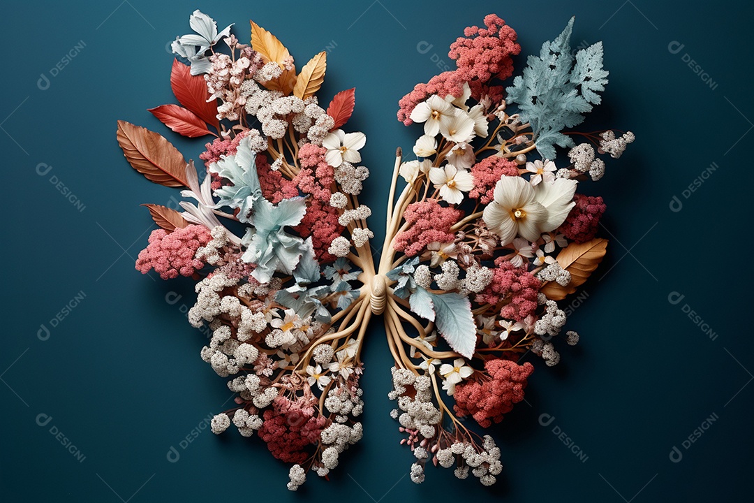 Flores de inverno representando pulmões humanos