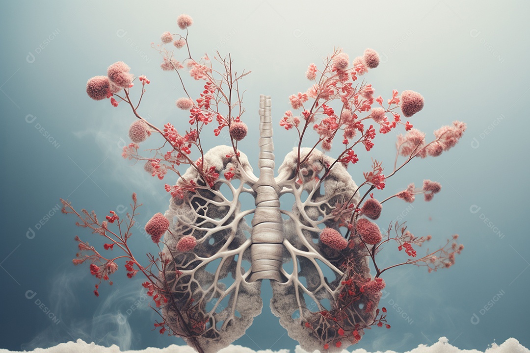 Flores de inverno representando pulmões humanos