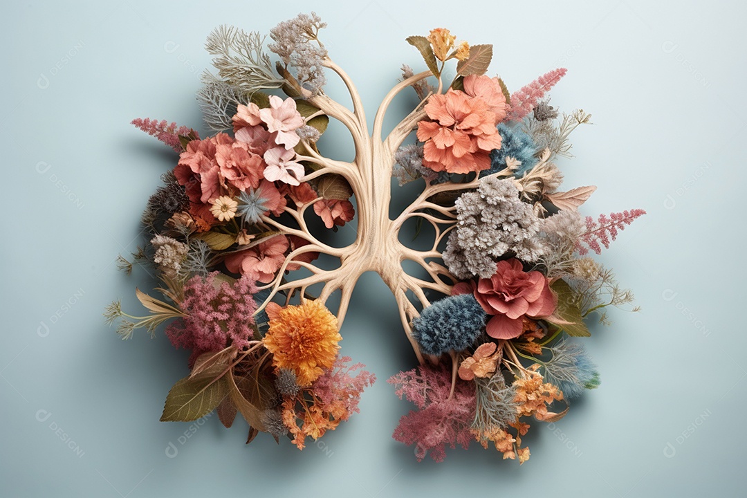 Flores de inverno representando pulmões humanos