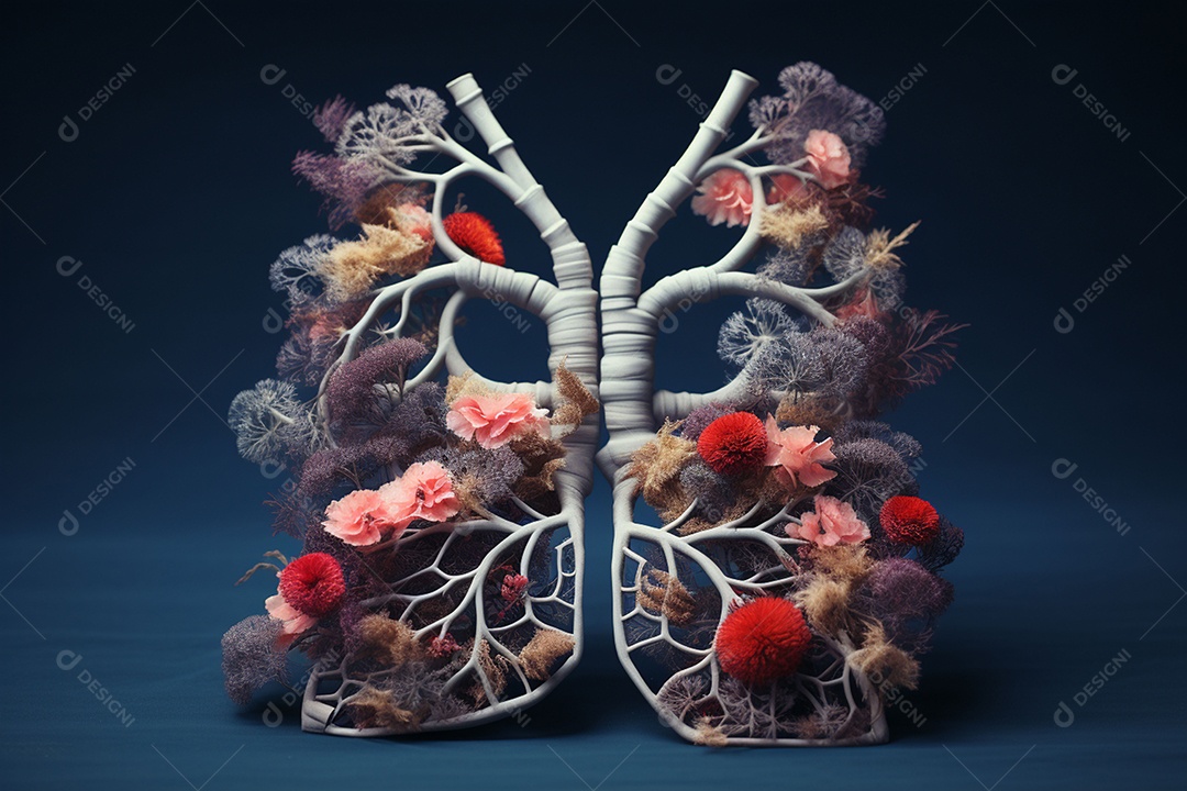 Flores de inverno representando pulmões humanos