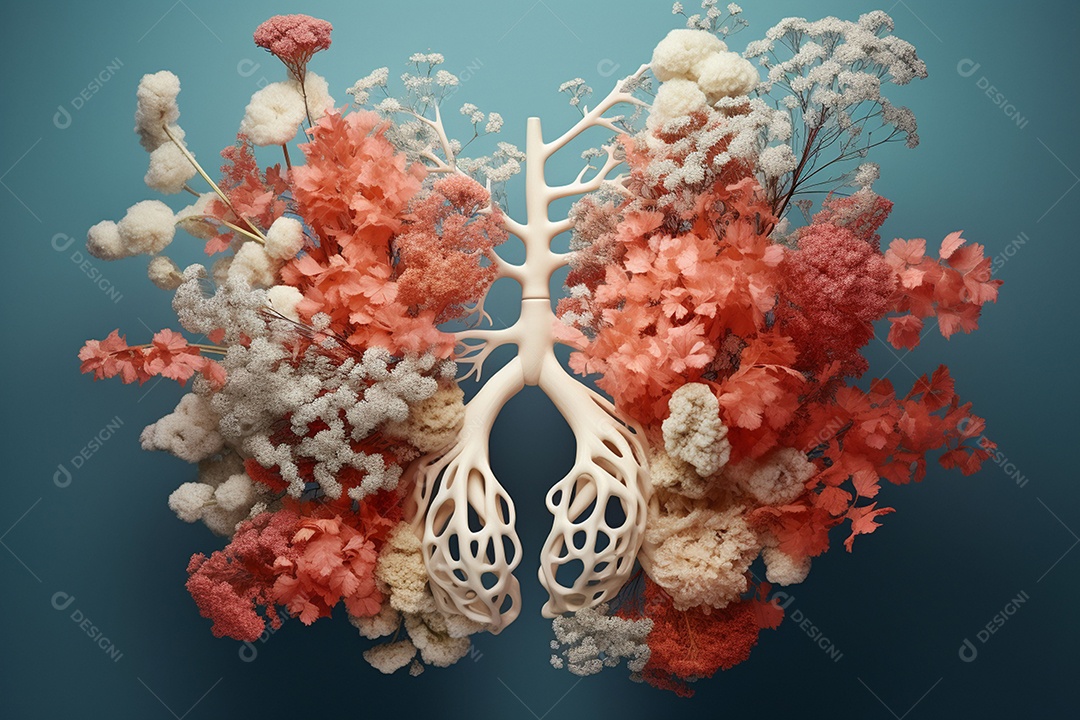 Flores de inverno representando pulmões humanos