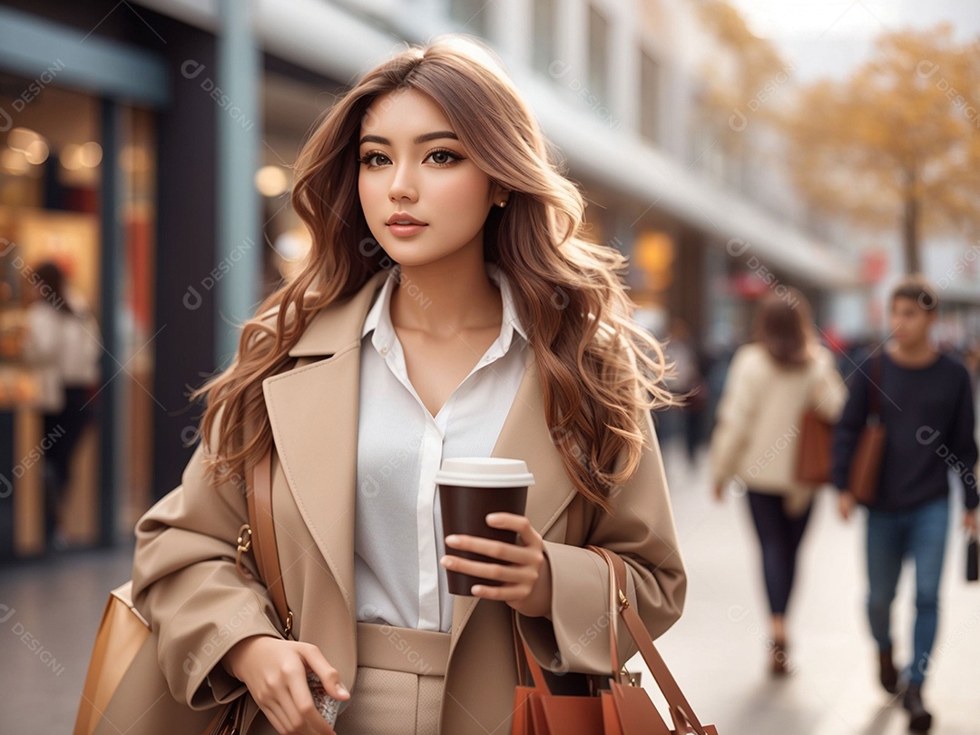 Retrato realista de mulher jovem turista