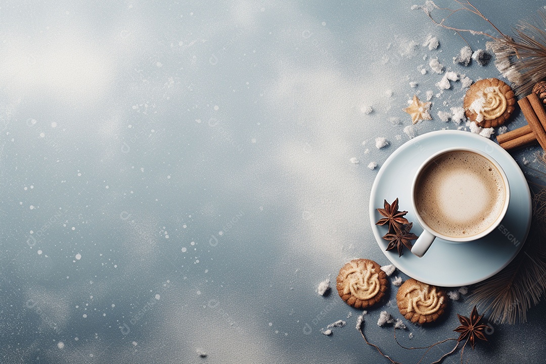 Café de inverno com biscoitos