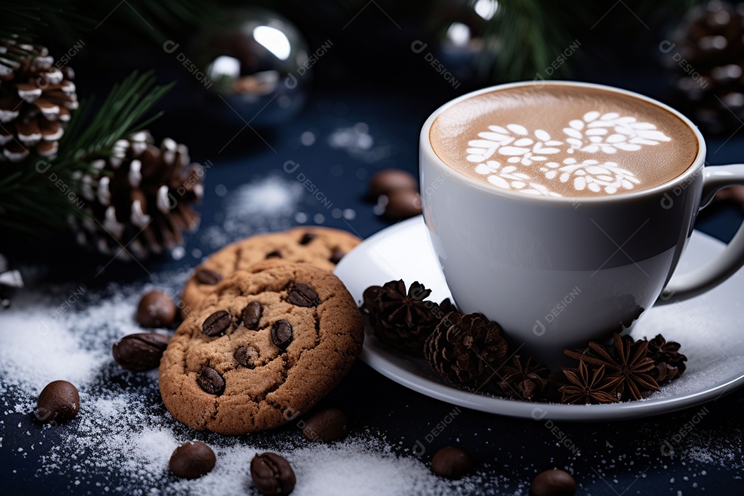Café de inverno com biscoitos