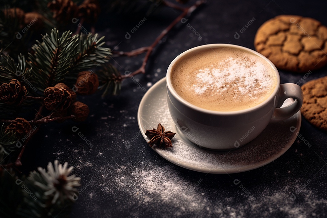 Café de inverno com biscoitos