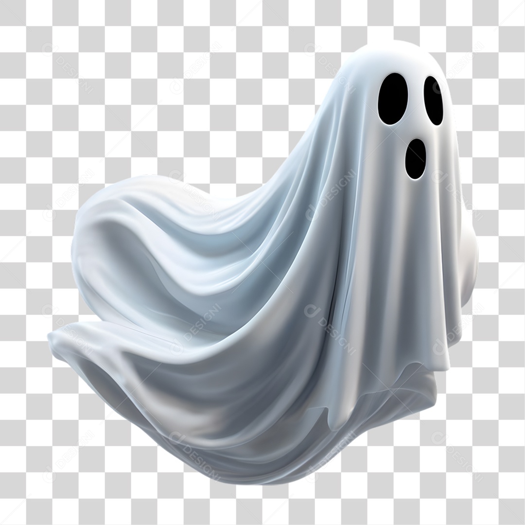 Fantasma de Halloween Elemento 3D para Composição PNG Transparente