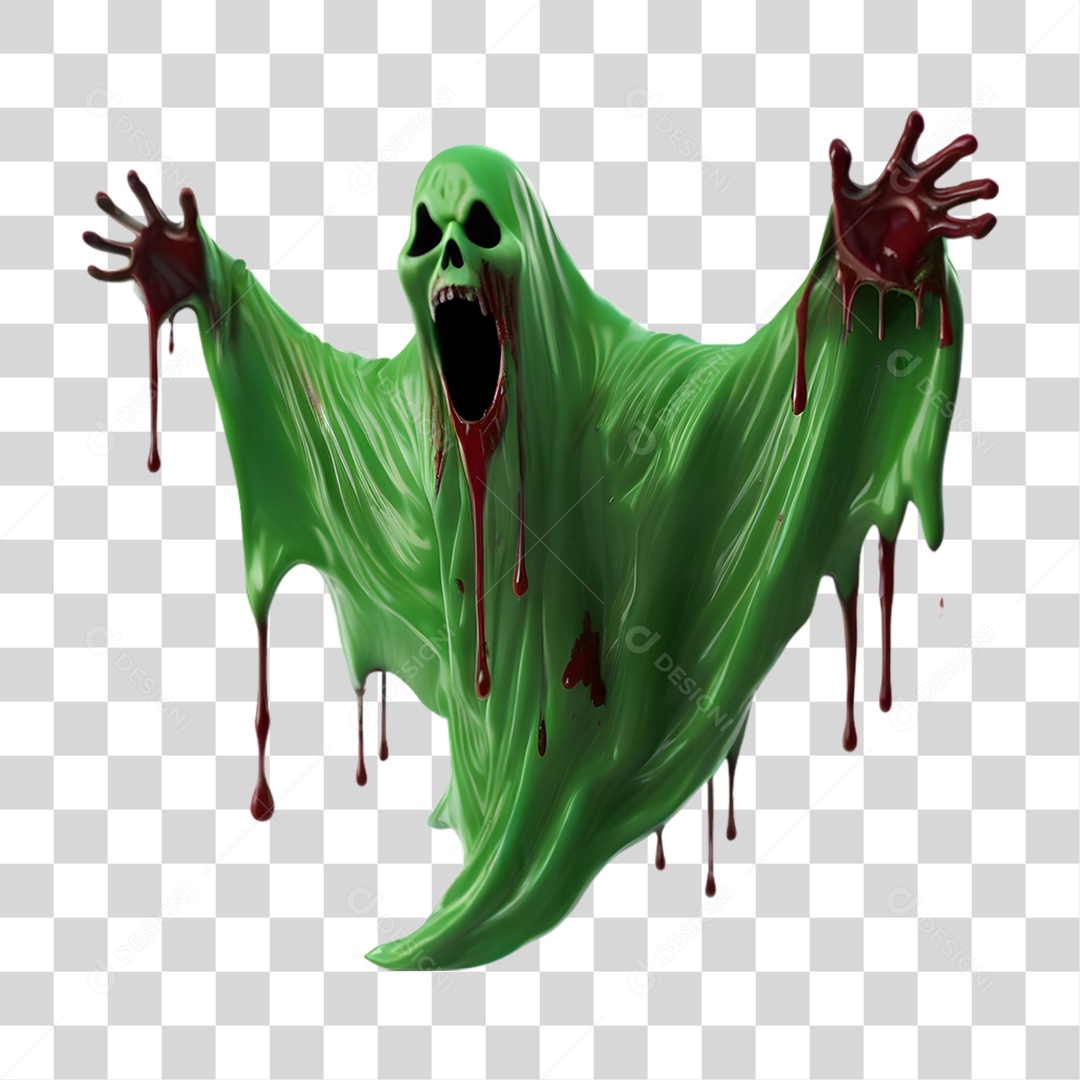 Fantasma de Halloween Elemento 3D para Composição PNG Transparente