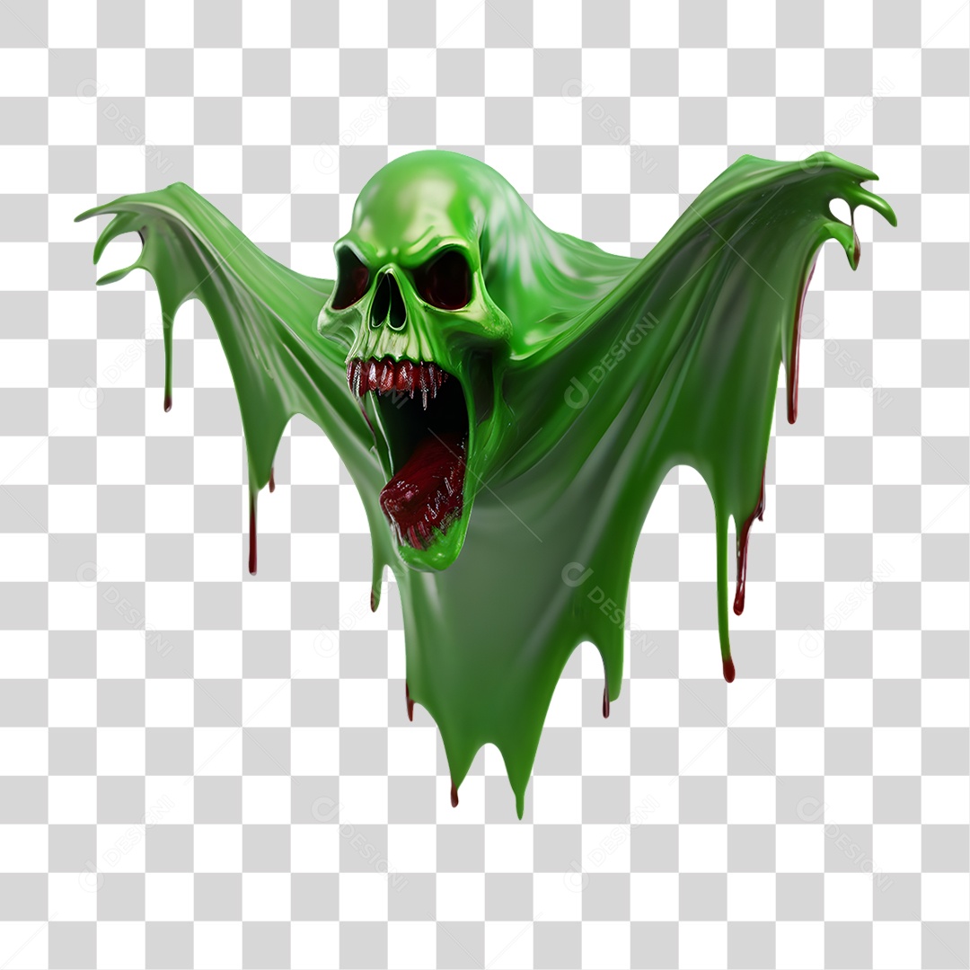 Fantasma de Halloween Elemento 3D para Composição PNG Transparente
