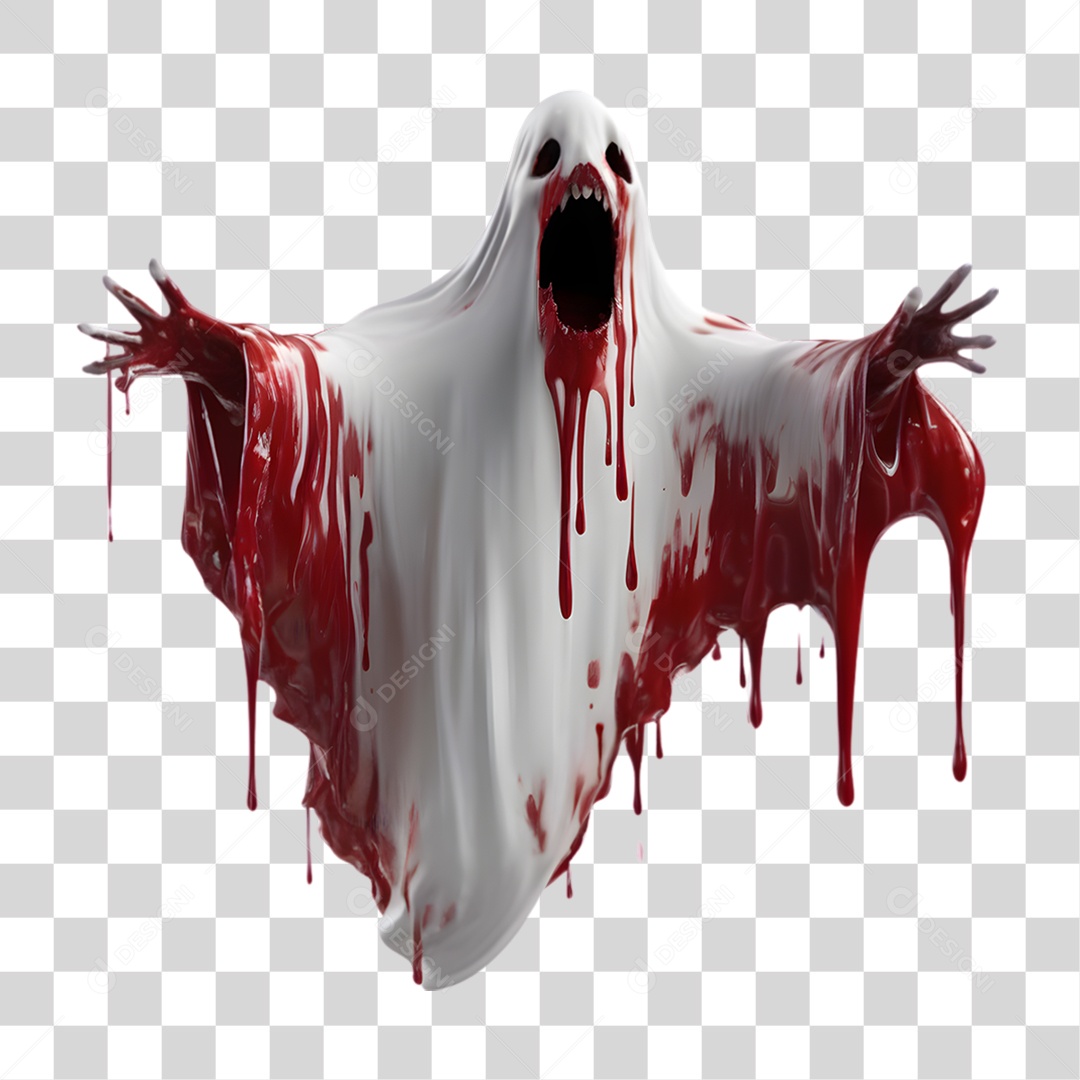 Fantasma de Halloween Elemento 3D para Composição PNG Transparente