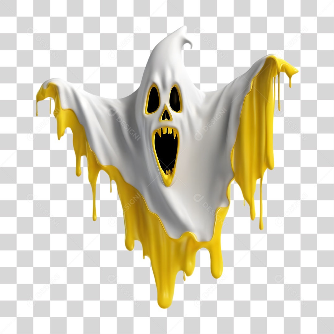 Fantasma de Halloween Elemento 3D para Composição PNG Transparente