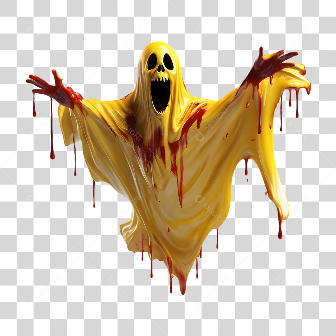 Fantasma de Halloween Elemento 3D para Composição PNG Transparente