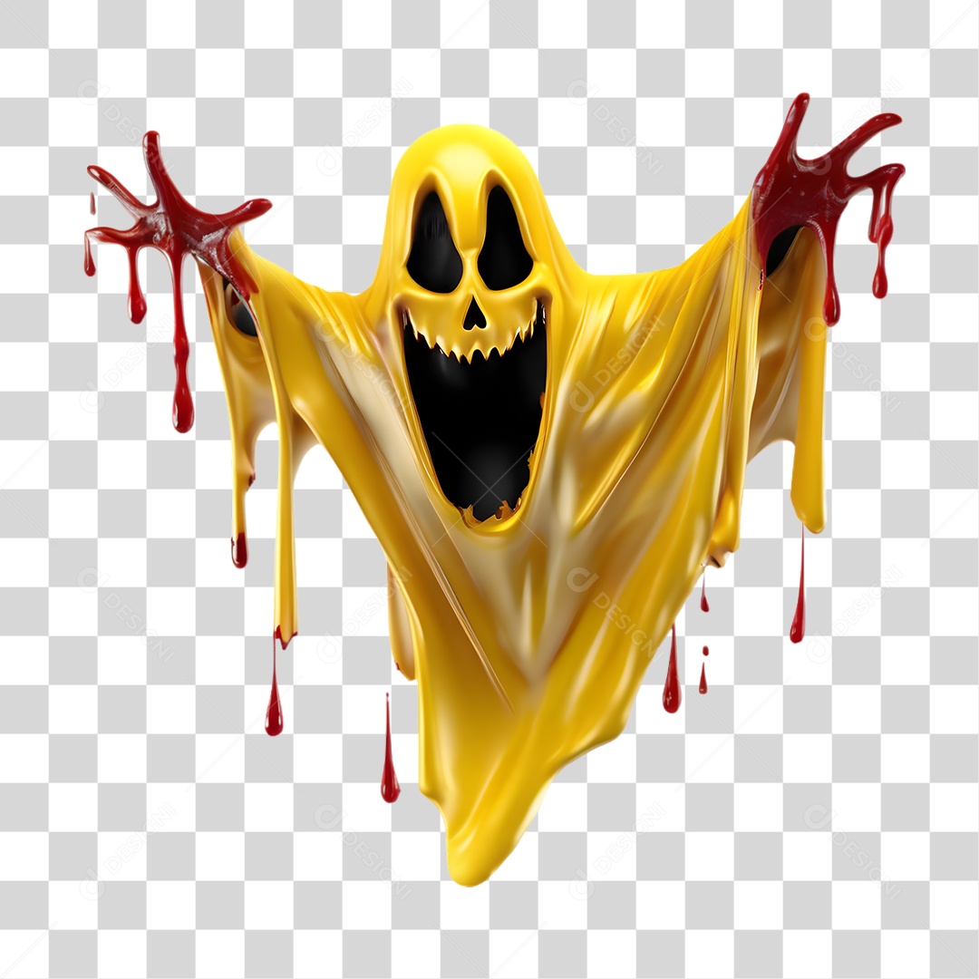 Fantasma de Halloween Elemento 3D para Composição PNG Transparente