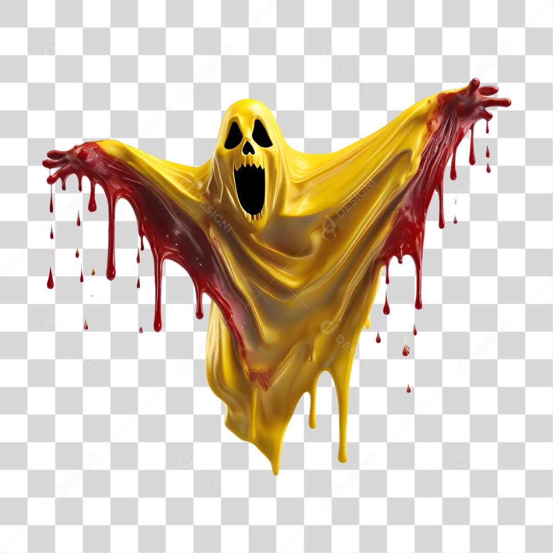 Fantasma de Halloween Elemento 3D para Composição PNG Transparente