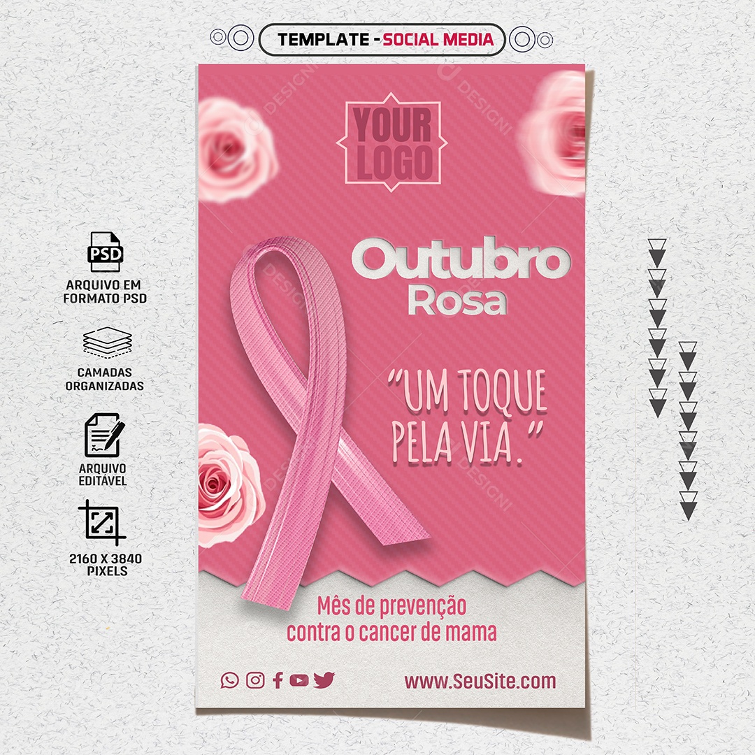 Story Mês De Prevenção Contra o Câncer De Mama Outubro Rosa Social Media PSD Editável