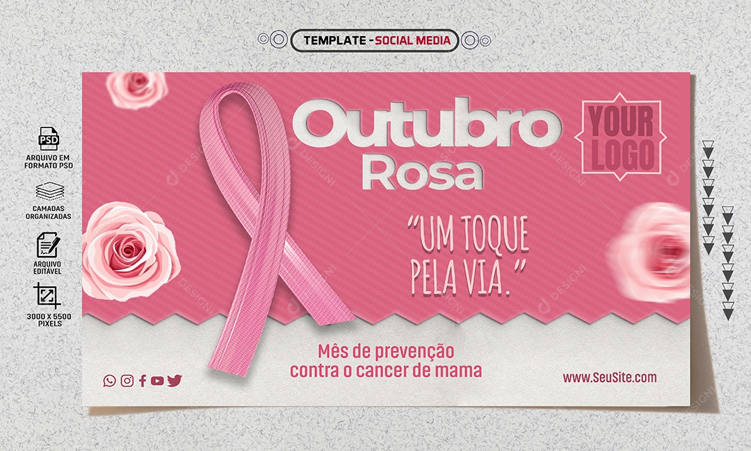 Banner Mês De Prevenção Outubro Rosa Social Media PSD Editável