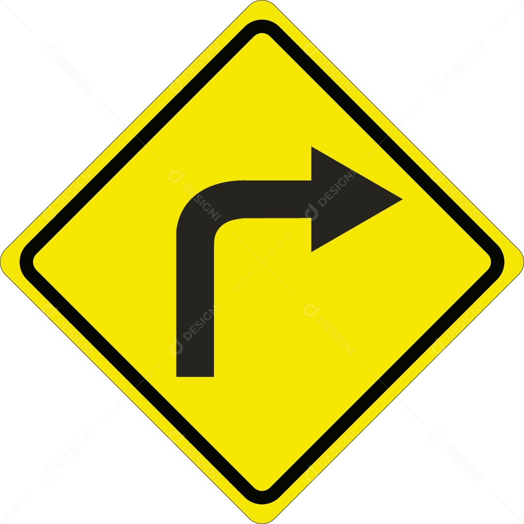 Placa de Curva Acentuada Para Direita Ilustração Vetor EPS