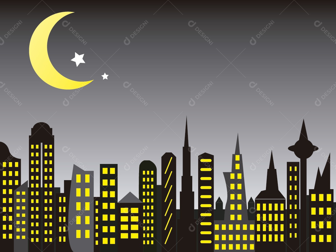 Cidade de Noite Ilustração Vetor EPS