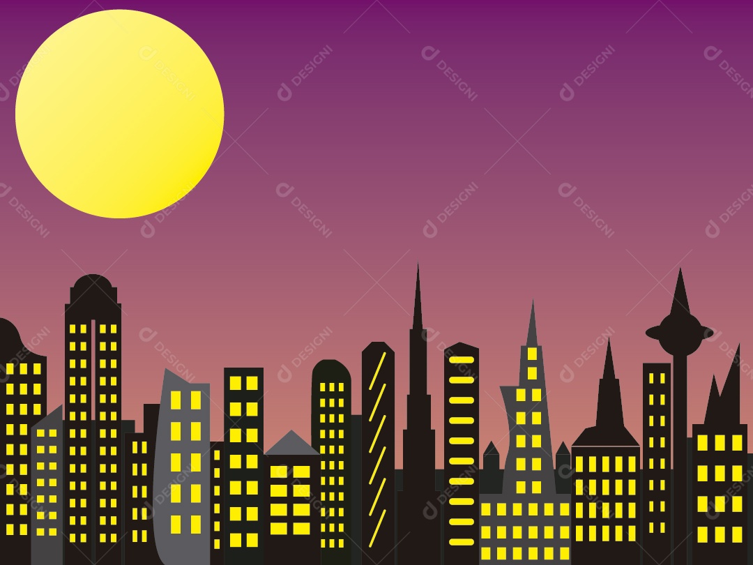 Cidade de Noite Ilustração Vetor EPS