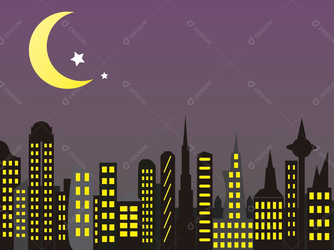 Cidade de Noite Ilustração Vetor EPS