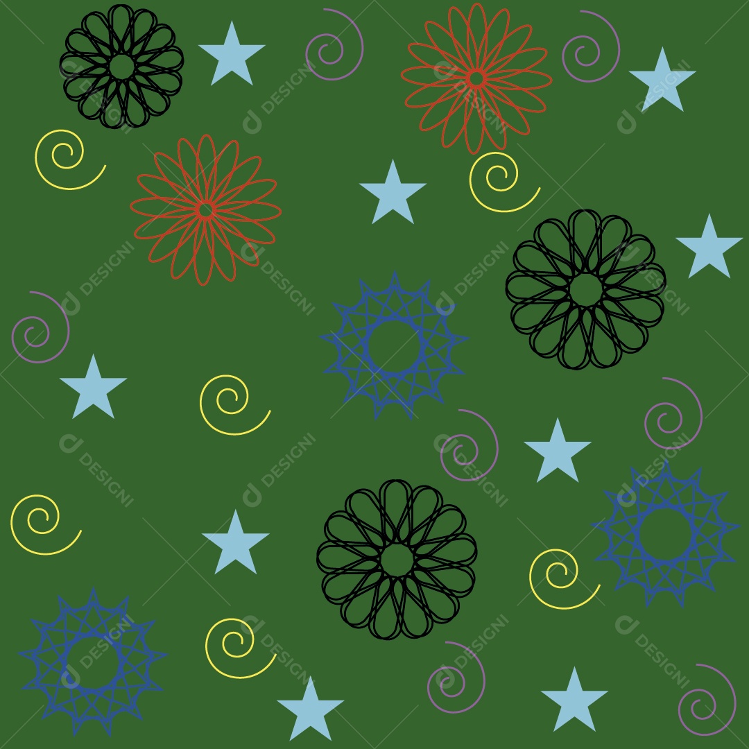 Background de Estrelas e Mandalas Vetor EPS
