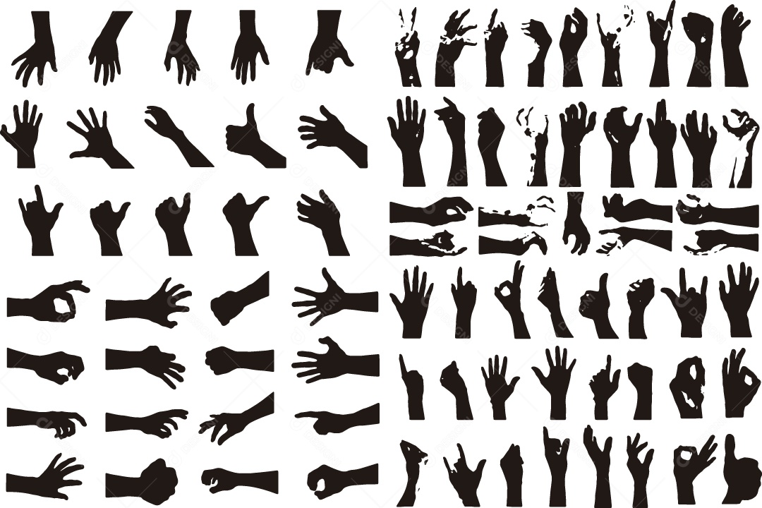 Conjunto de Gestos de Mãos Vetor EPS