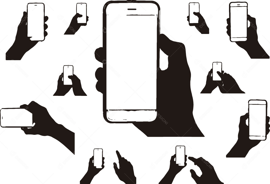 Conjunto de Mãos Mexendo no Celular Vetor EPS