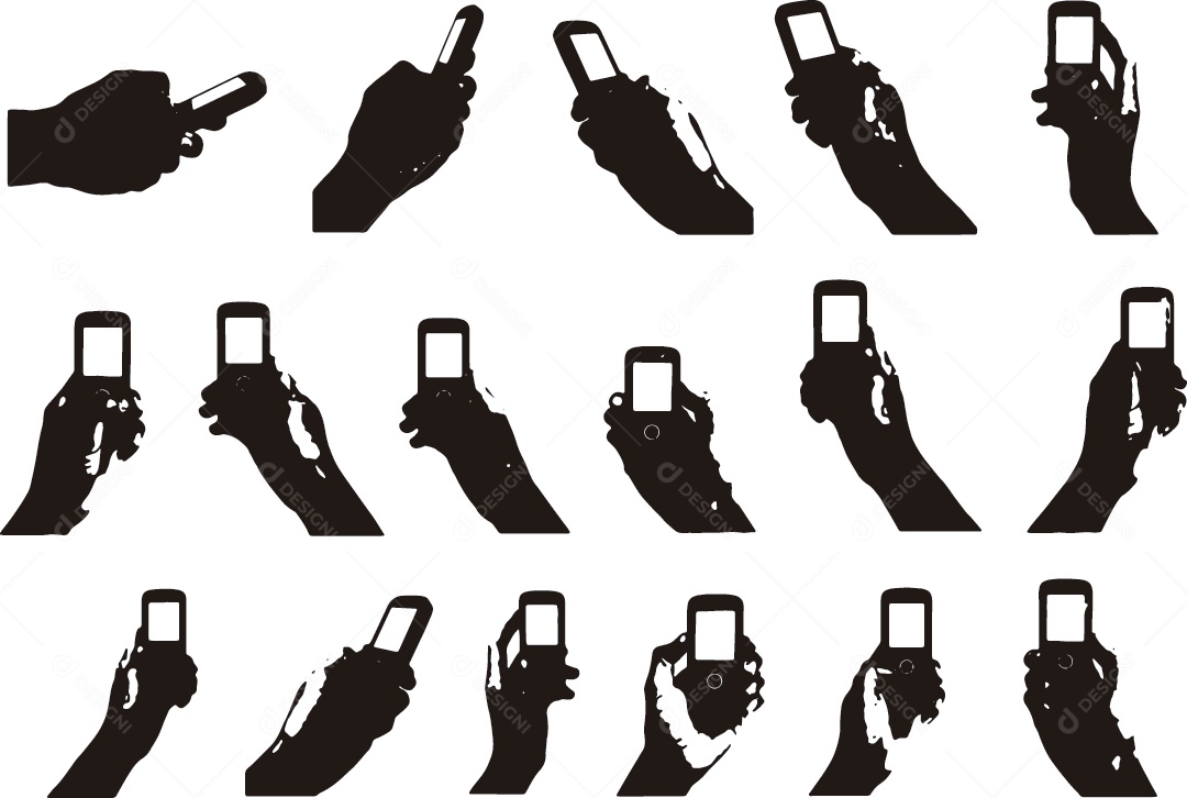 Conjunto de Mãos Mexendo no Celular Antigo Vetor EPS