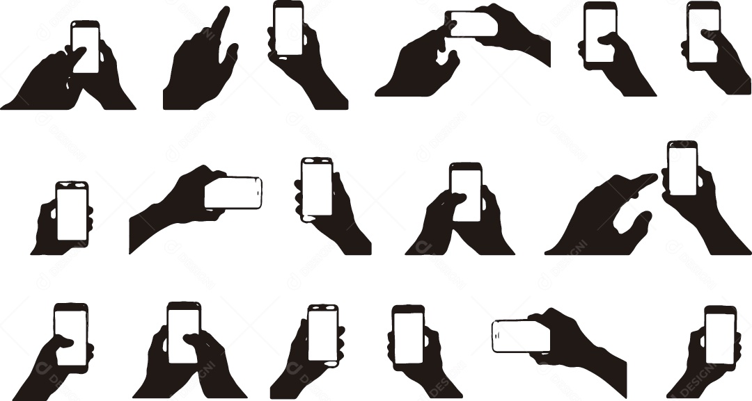 Conjunto de Mãos Mexendo no Celular Vetor EPS