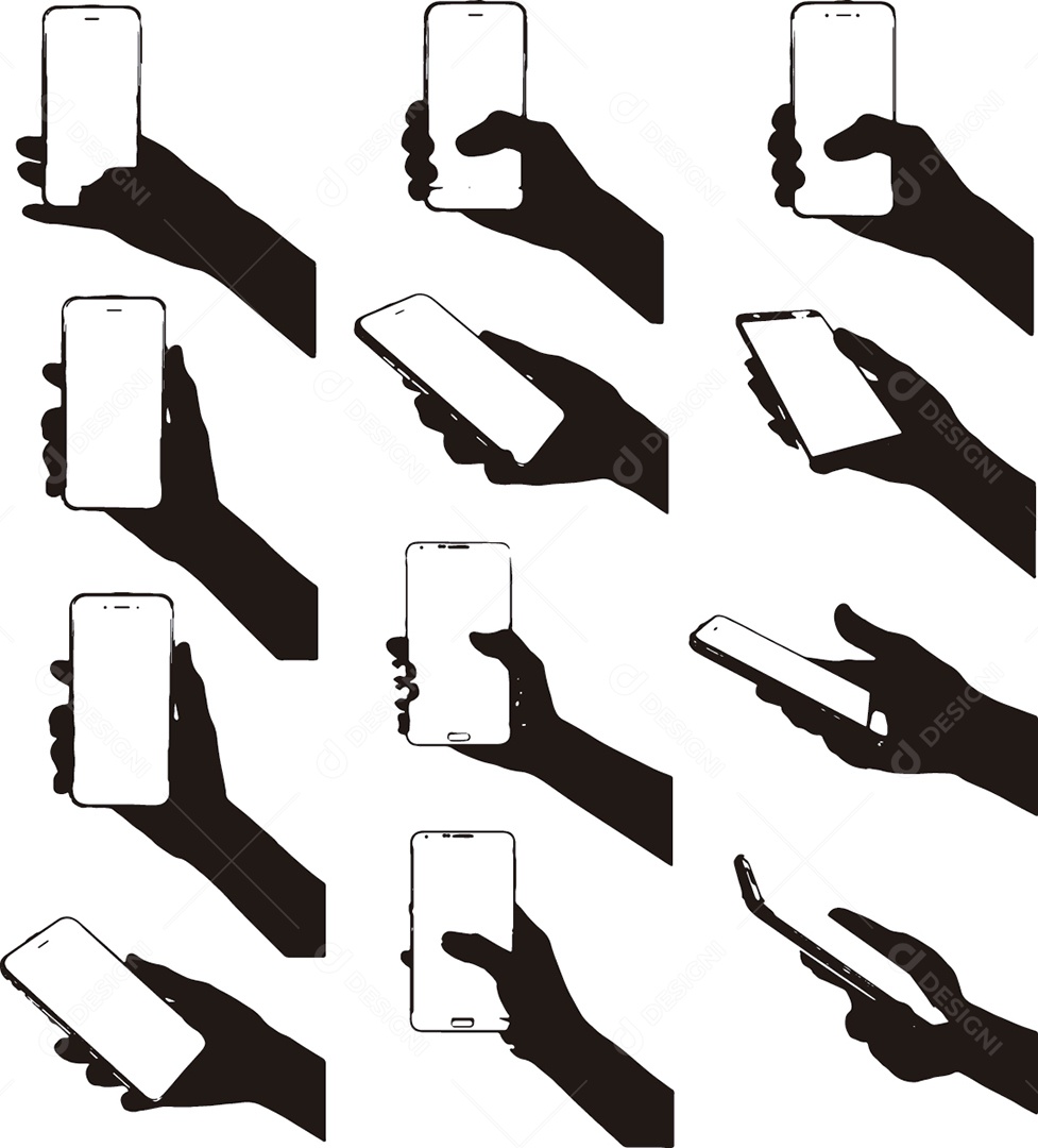Conjunto de Mãos Segurando Celular Vetor EPS