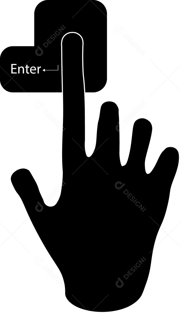 Mão Apertando Enter Silhueta Vetor EPS