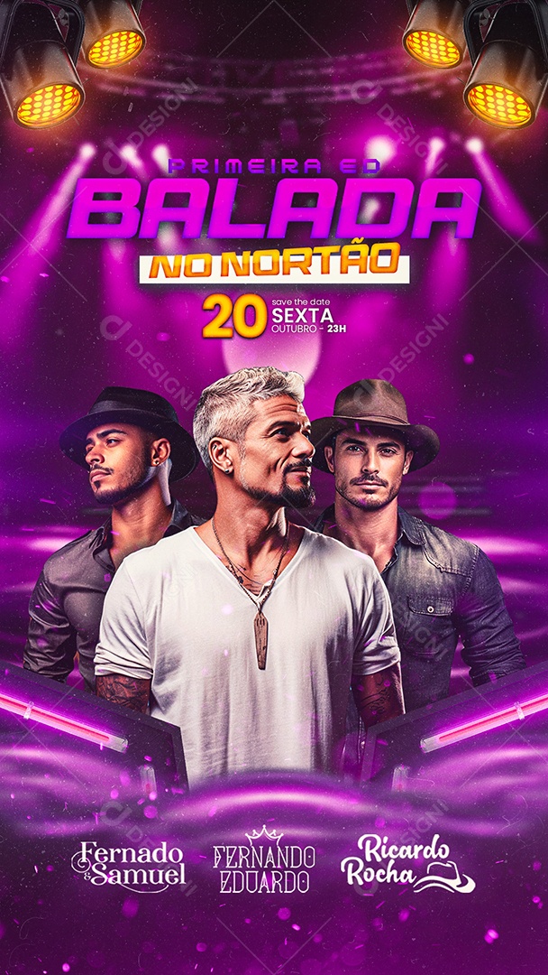 Story Flyer Fernado & Samuel Fernando Eduardo Ricardo Rocha Primeira Ed Balada no Nortão Social Media PSD Editável