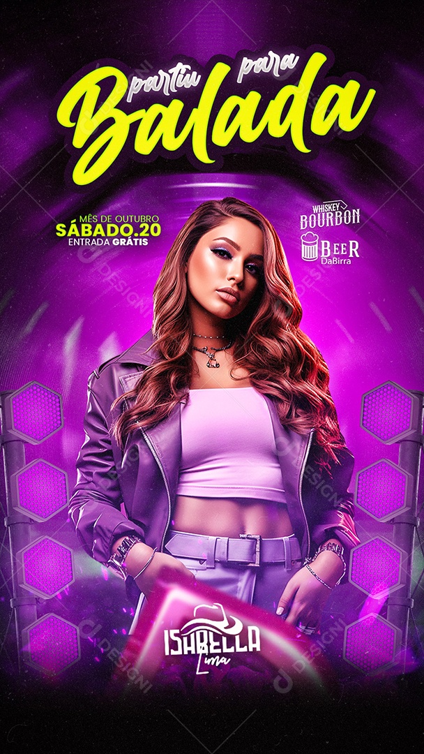 Story Flyer Isabella Lima Partiu para Balada Social Media PSD Editável