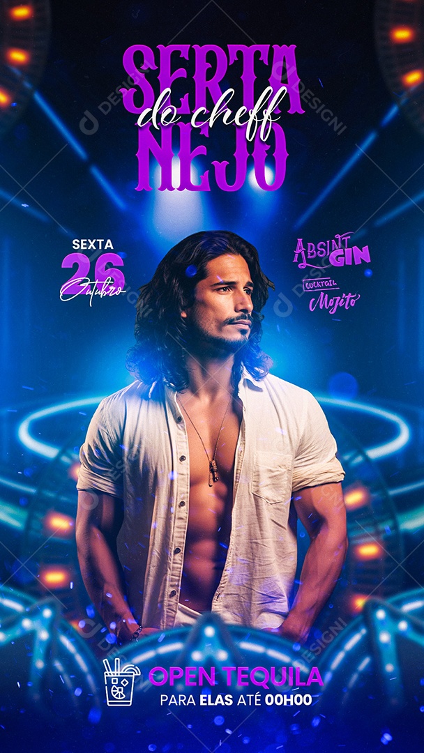 Story Flyer Sertanejo do Cheff Open Tequila para Elas Social Media PSD Editável