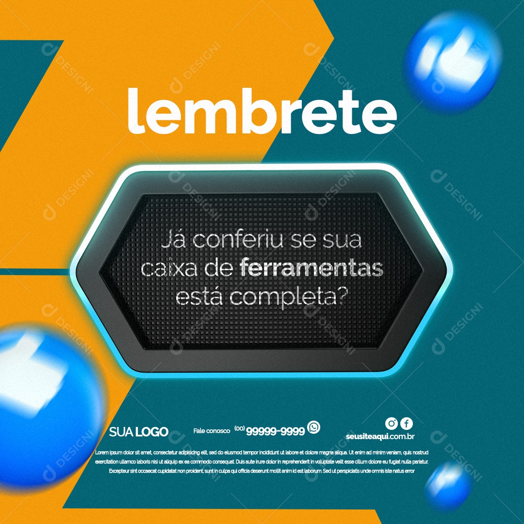 Materiais De Construção Lembrete Já Conferiu se sua Caixa de Ferramentas Está Completa Social Media PSD Editável