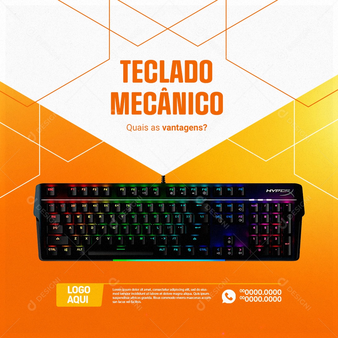 Loja de Informática Teclado Mecânico Quais as Vantagens Social Media PSD Editável