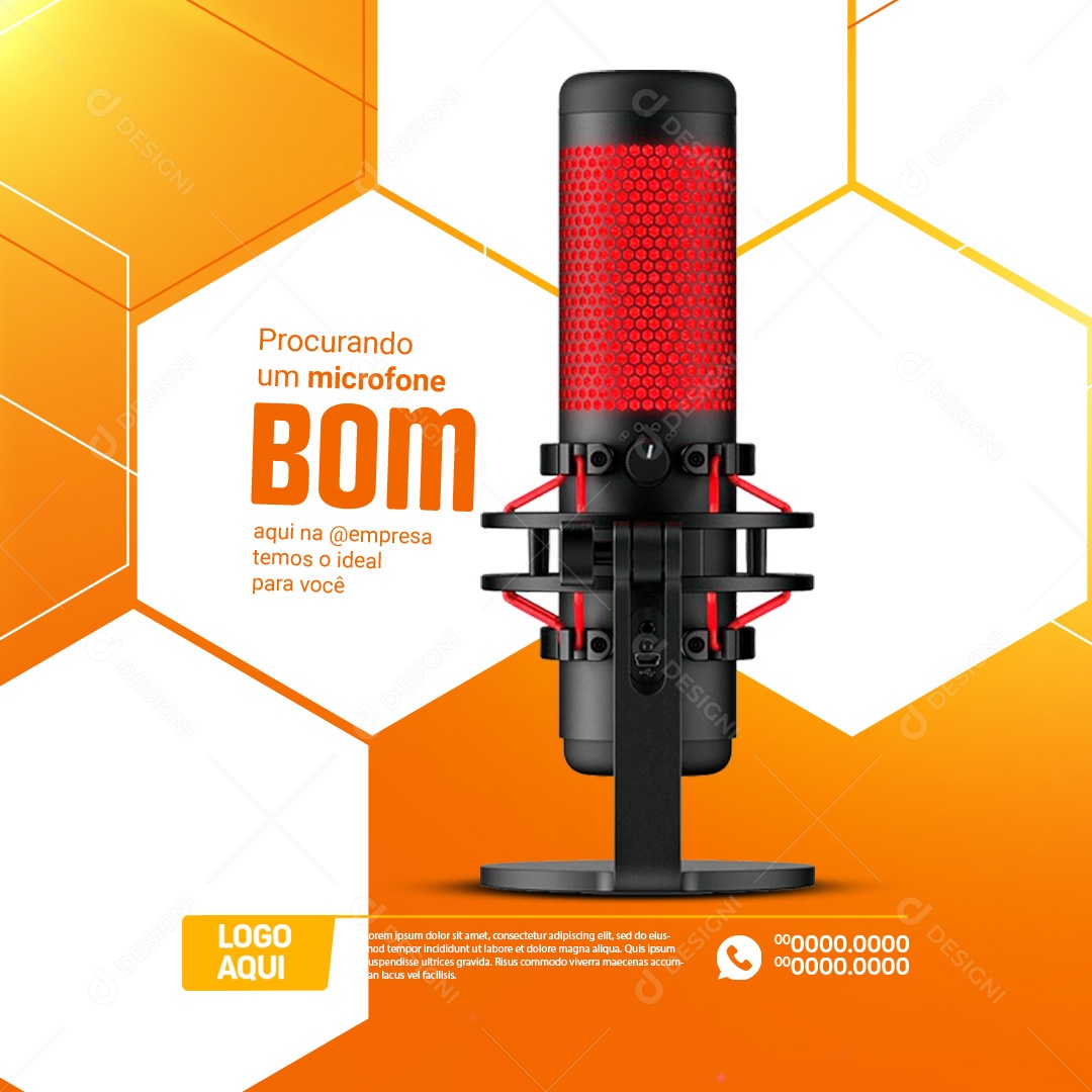 Loja de Informática Procurando um Microfone Bom Social Media PSD Editável