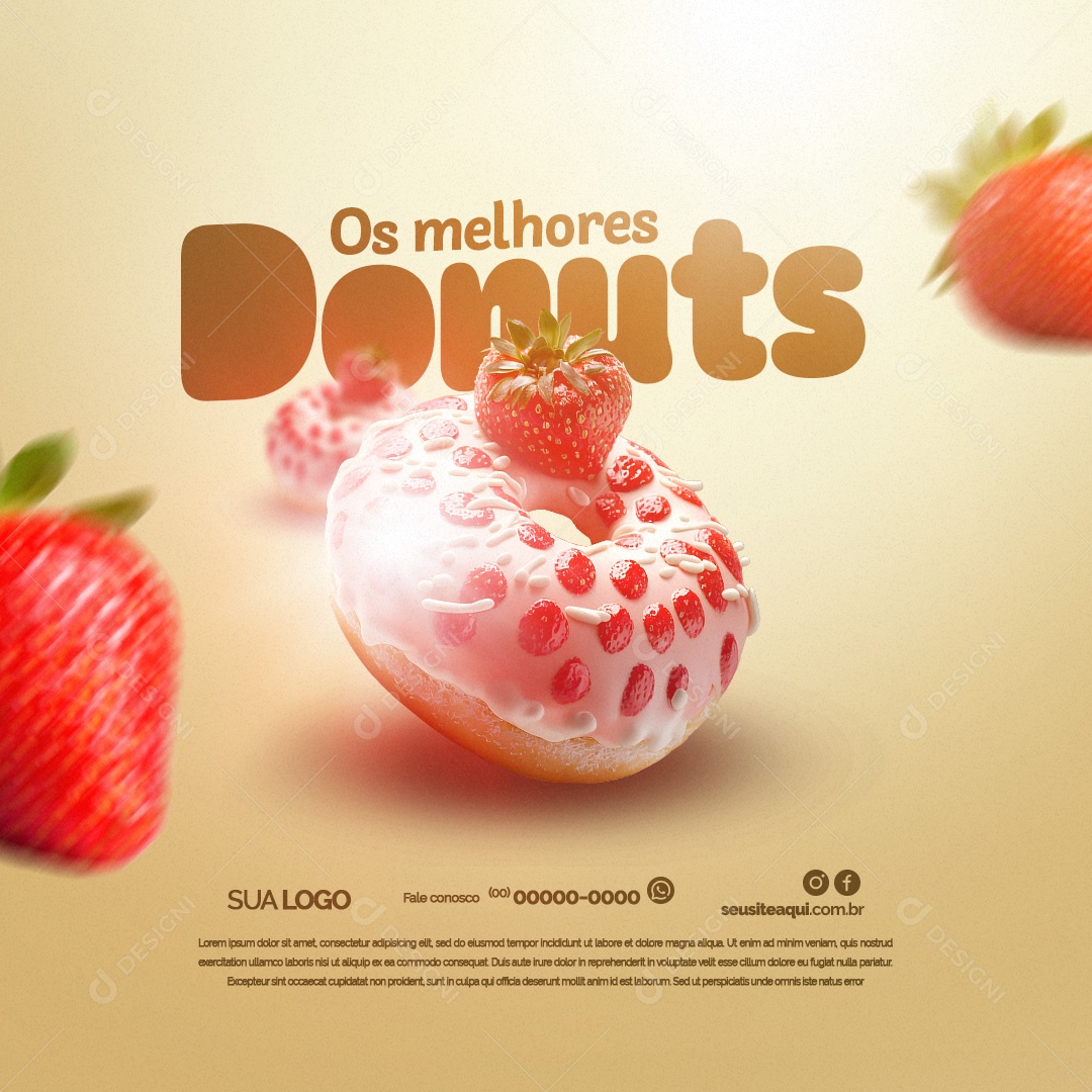 Doceria Os Melhores Donuts Social Media PSD Editável