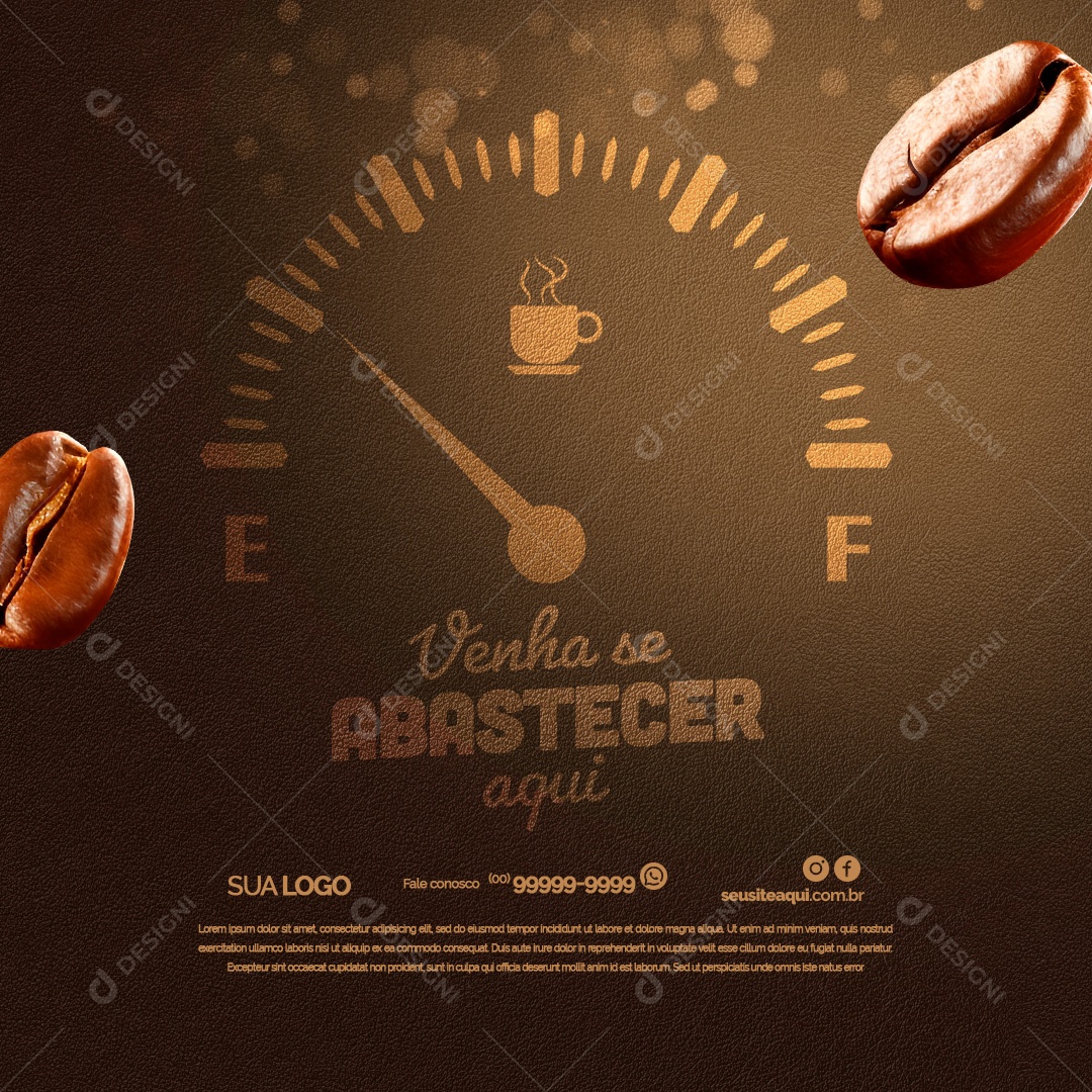 Cafeteria Venha se Abastecer Aqui Social Media PSD Editável