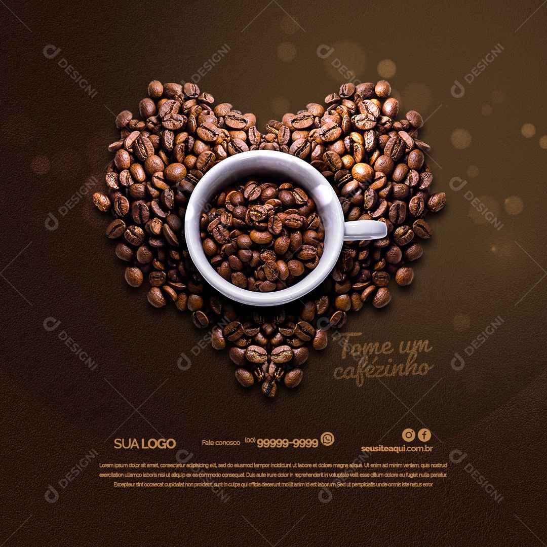 Cafeteria Tome um Cafézinho Social Media PSD Editável