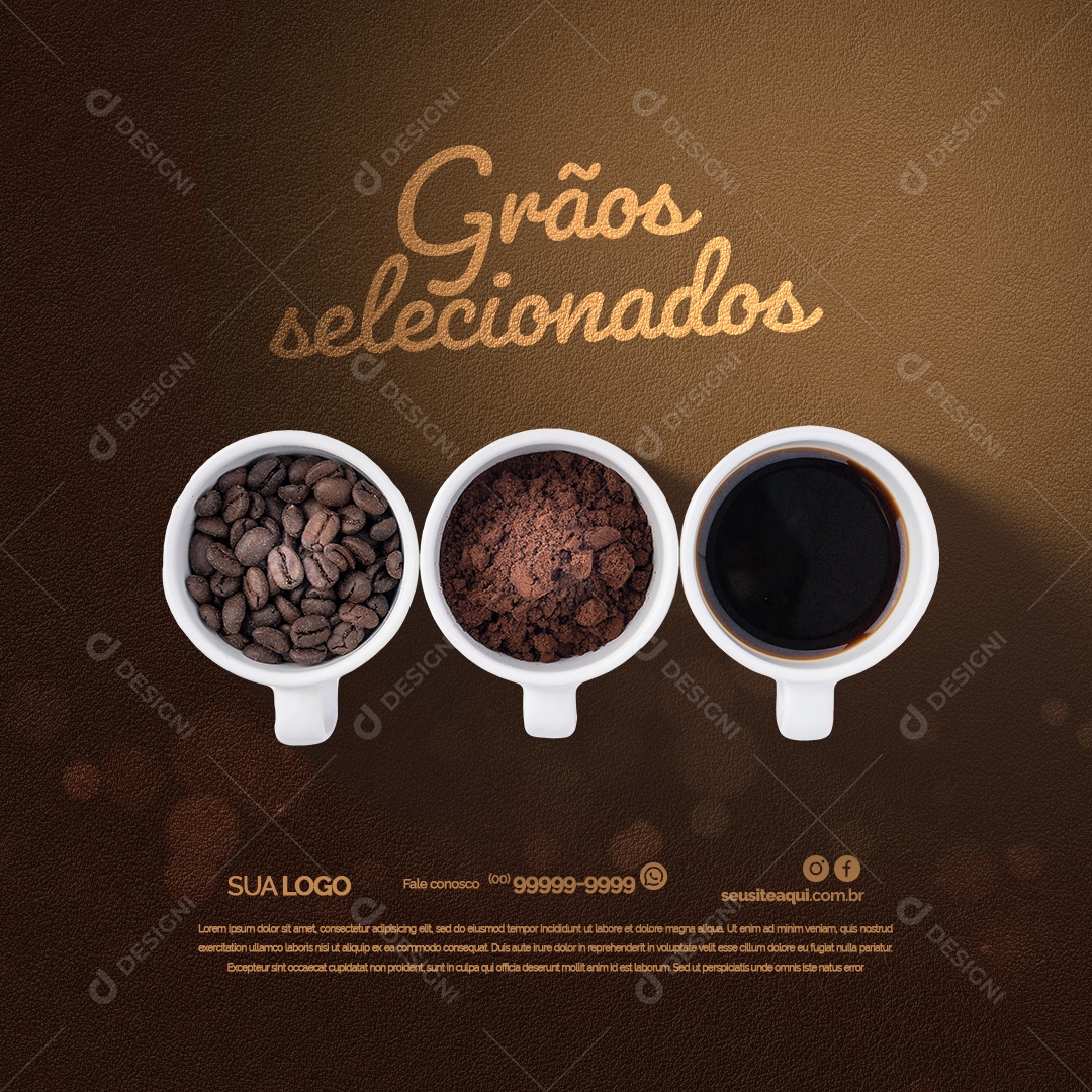 Cafeteria Grãos Selecionados Social Media PSD Editável