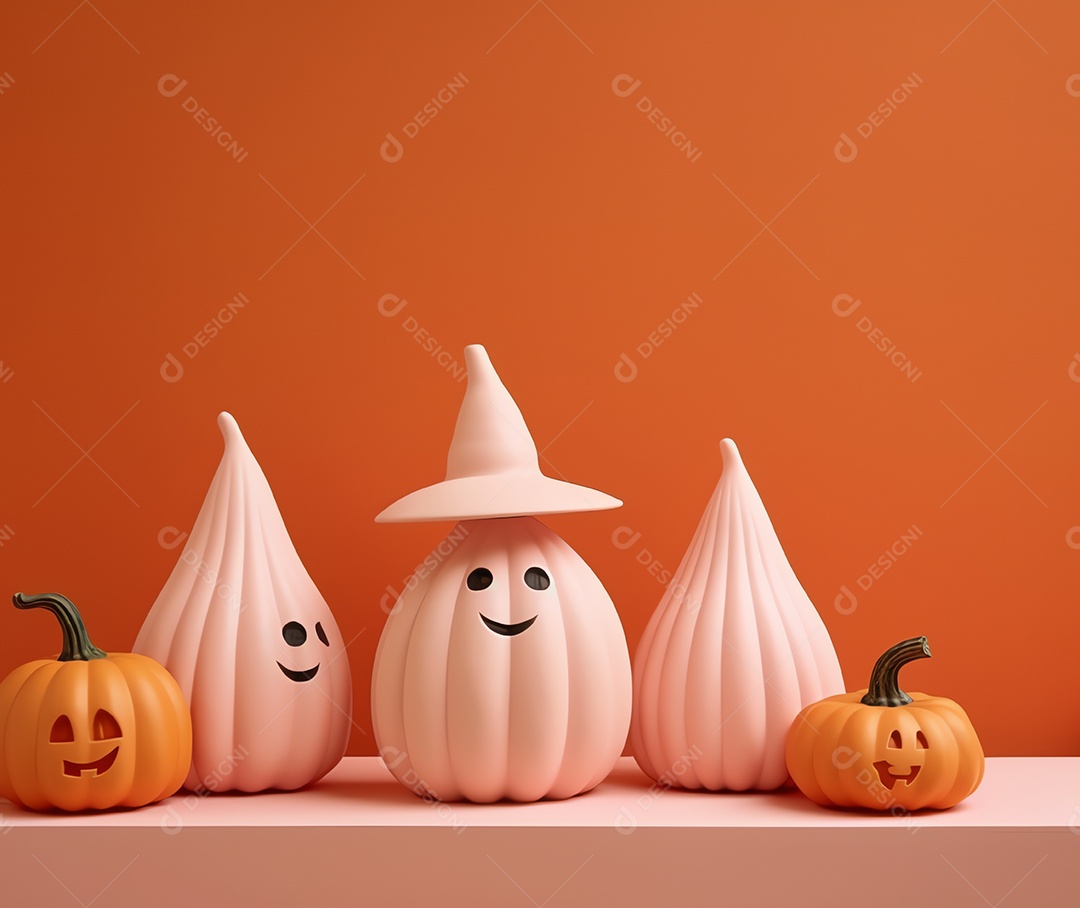 Feliz dia das bruxas decorado para festa em fundo de estilo minimalista