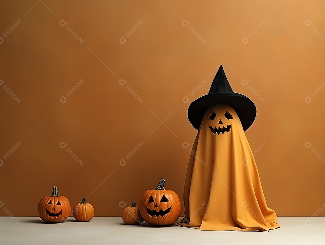 Feliz dia das bruxas decorado para festa em fundo de estilo minimalista