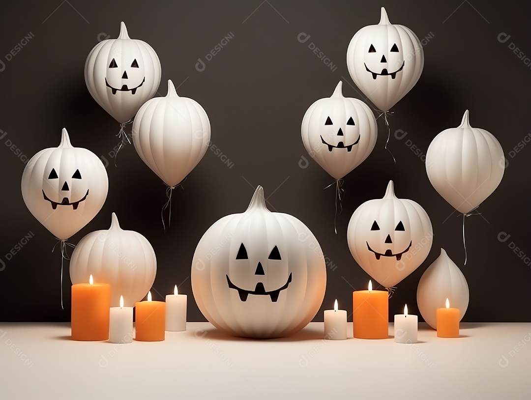 Feliz dia das bruxas decorado para festa em fundo de estilo minimalista