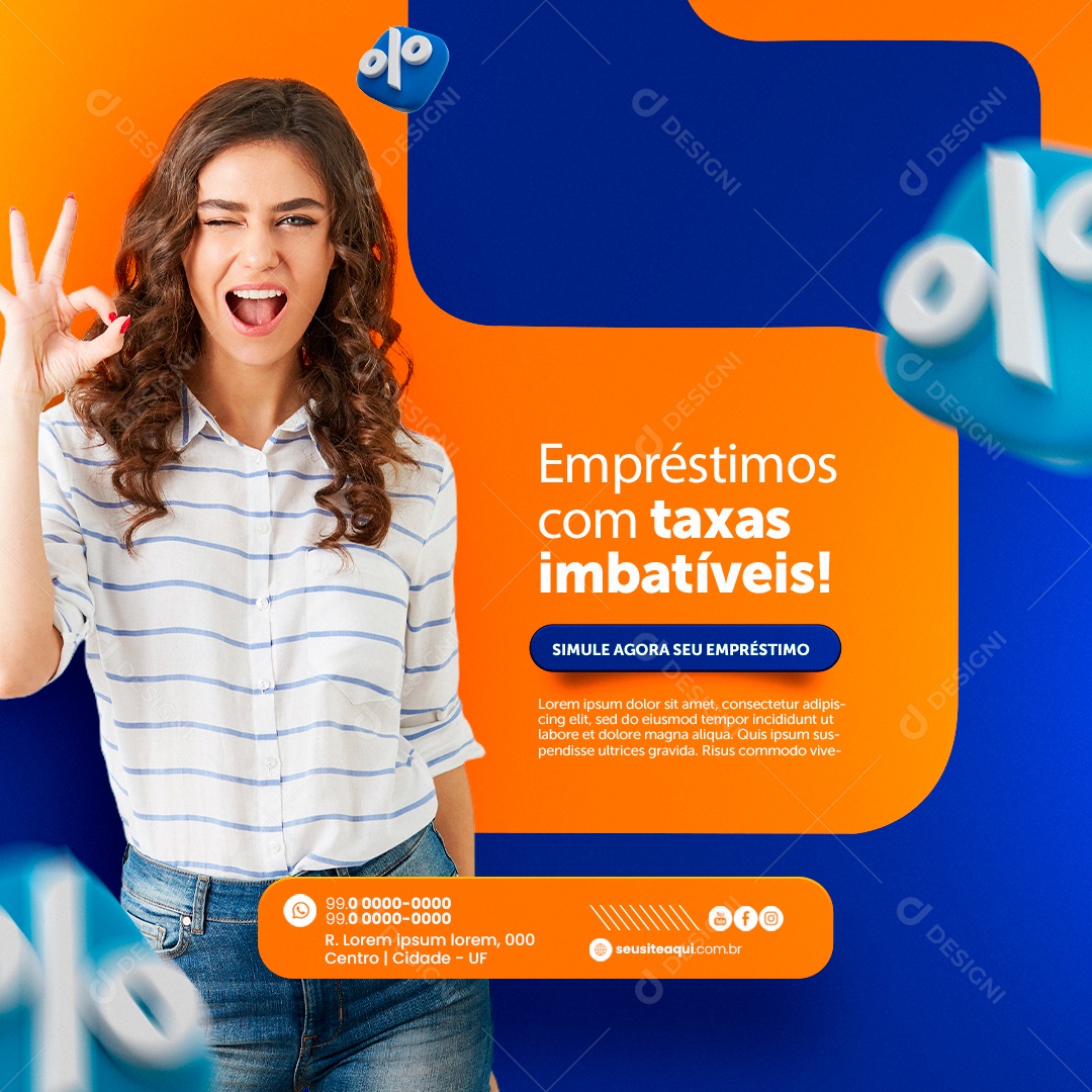 Empréstimo com Taxas Imbatíveis Simule Agora Social Media PSD Editável