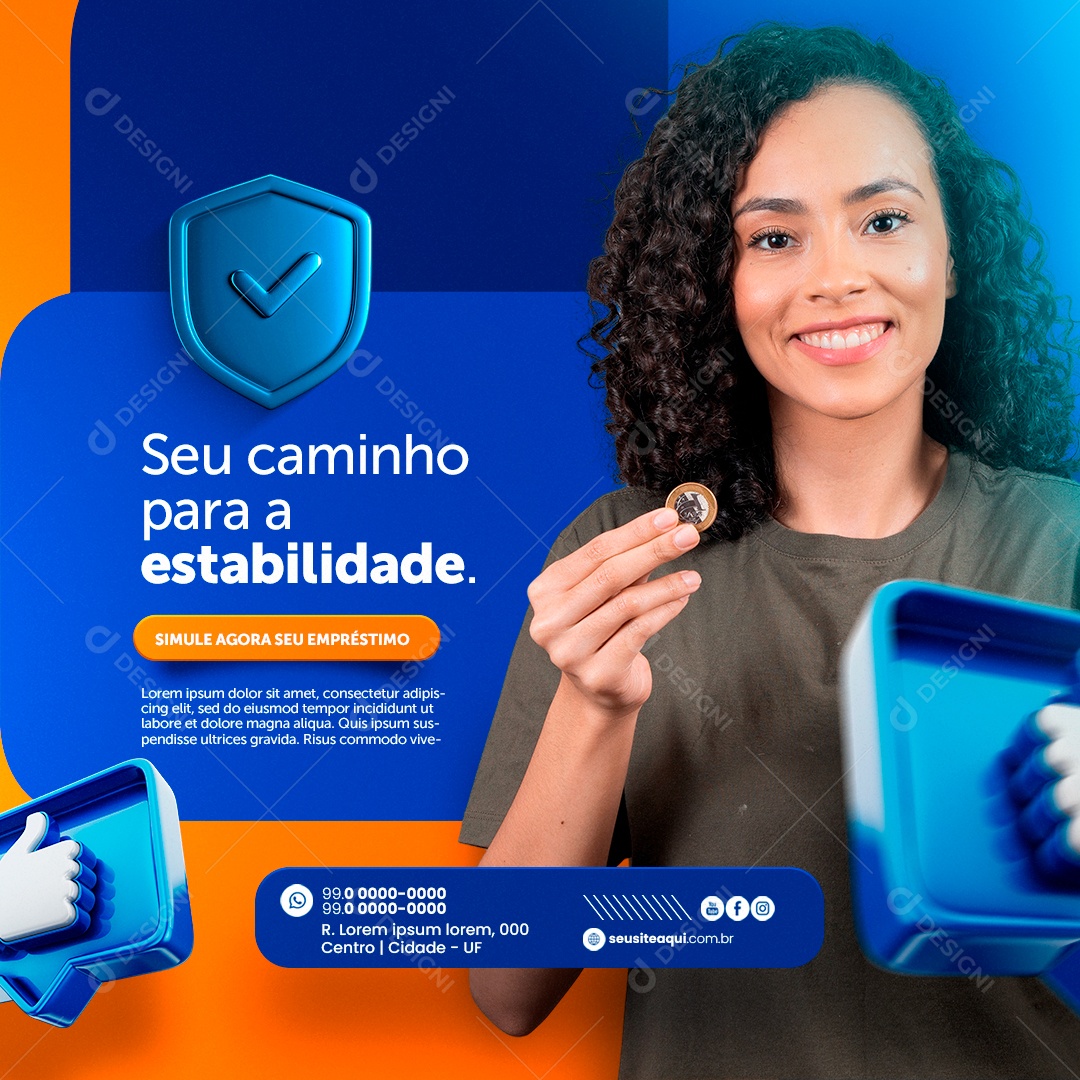 Empréstimo Seu Caminho para a Estabilidade Simule Agora seu Empréstimo Social Media PSD Editável